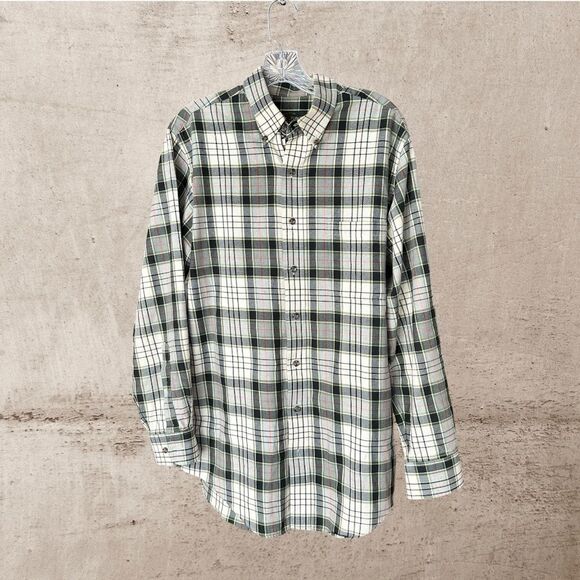 Orvis Mens Long Sleeve Button Down Shirt Cotton-Flannel Plaid Green/Cream Large - Picture 10 of 10
